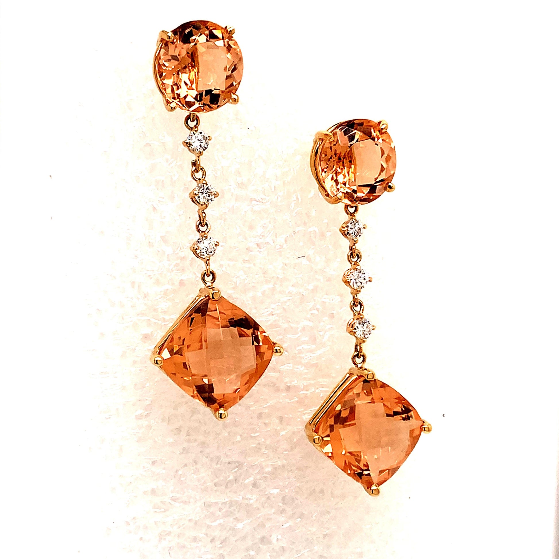 Natural Morganite Diamond Earrings 14k Gold 10.1 TCW Certified $5,950 111536 - Certified Estate Jewelry