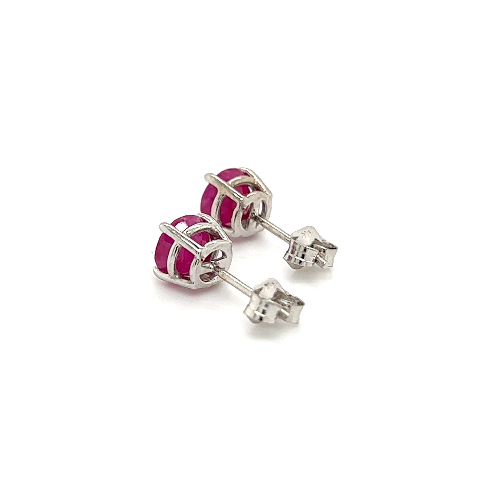 Natural Ruby Stud Earrings 14k Gold 1.91 TCW 1.28 Grams Certified $2,290 210750 - Certified Estate Jewelry