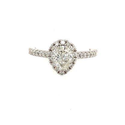 Pear Shaped Diamond Engagement Ring 14k Gold 1.19 TCW Certified $6,090 121438 - Certified Estate Jewelry