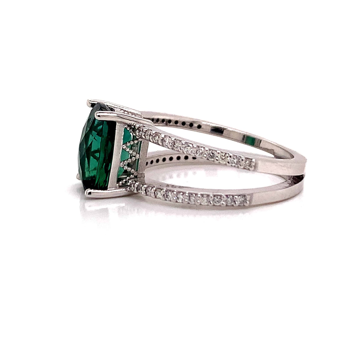 Natural Tourmaline Diamond Ring 14k WG 3.33 TCW Certified $4,950 111876 - Certified Estate Jewelry
