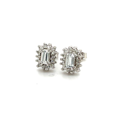 Natural Sapphire Diamond Stud Earrings 14k W Gold 0.94 TCW Certified $2950 121267 - Certified Estate Jewelry