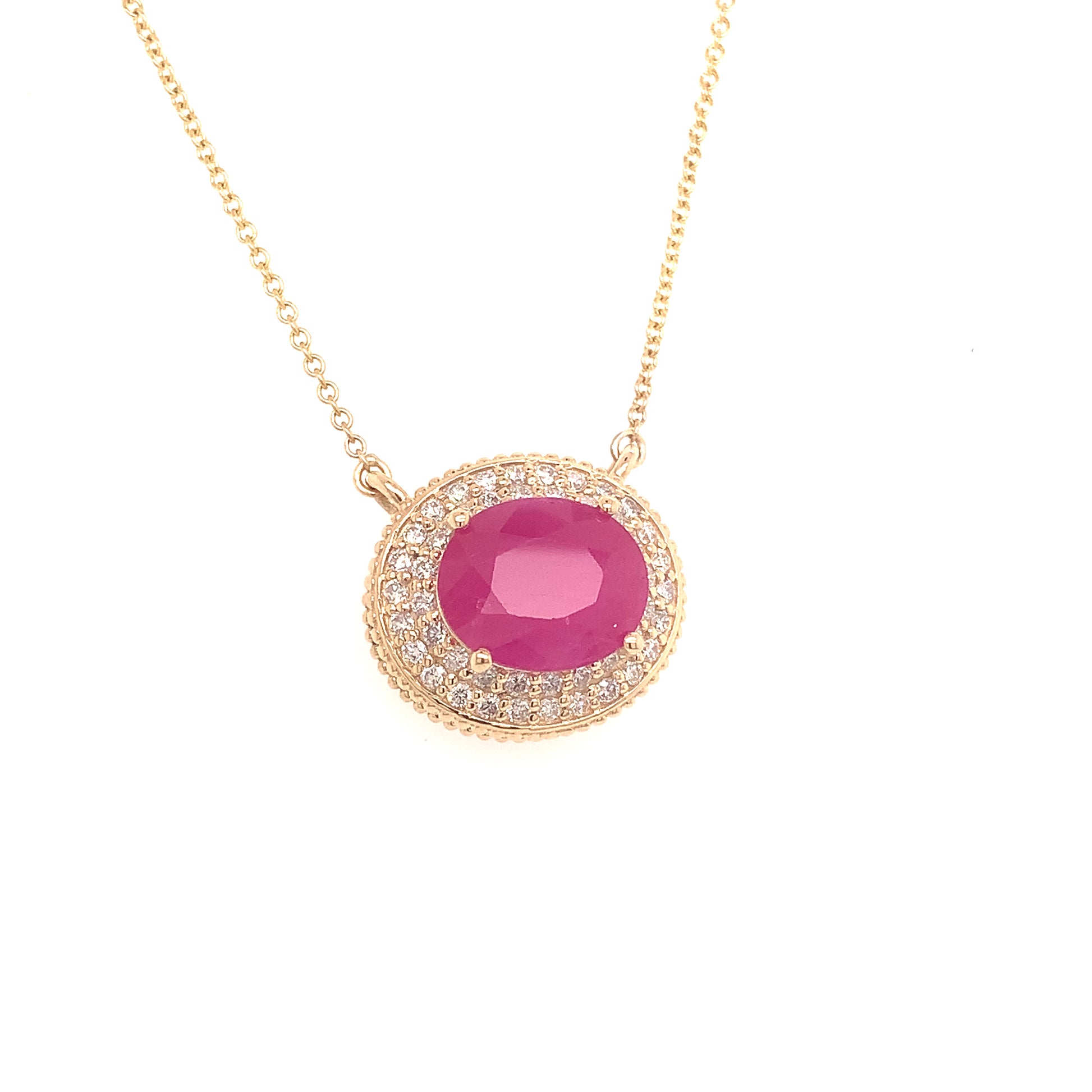 Ruby Diamond Necklace 14k Gold 18" 5.06 TCW Certified $5,975 121097 - Certified Estate Jewelry