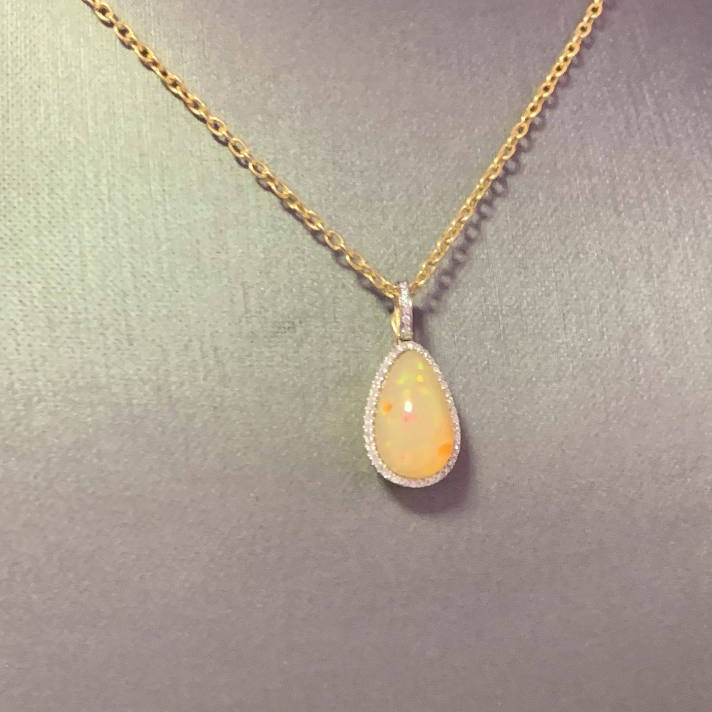 Natural Ethiopian Opal Diamond Necklace 17" 9.23 TCW Certified $5,950 114431 - Certified Fine Jewelry
