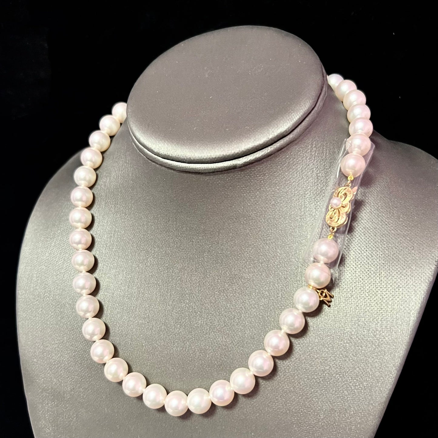 Mikimoto Estate Akoya Pearl Necklace 18k Gold 9.5 mm Certified $35,435 M35435