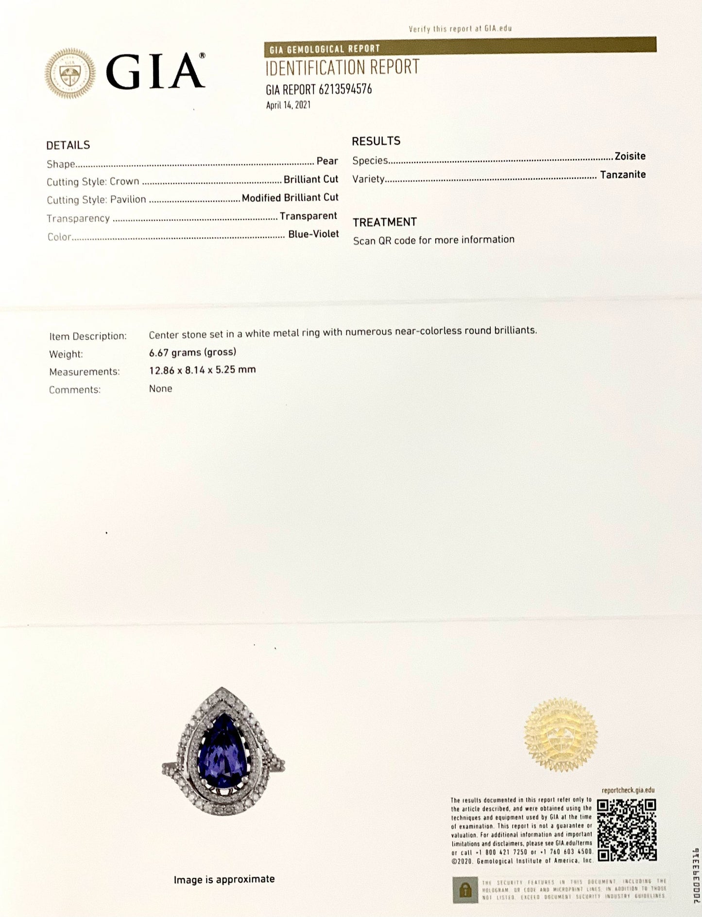 Natural Tanzanite Diamond Ring 14k Gold 4.54 TCW GIA Certified $5,950 111877 - Certified Estate Jewelry