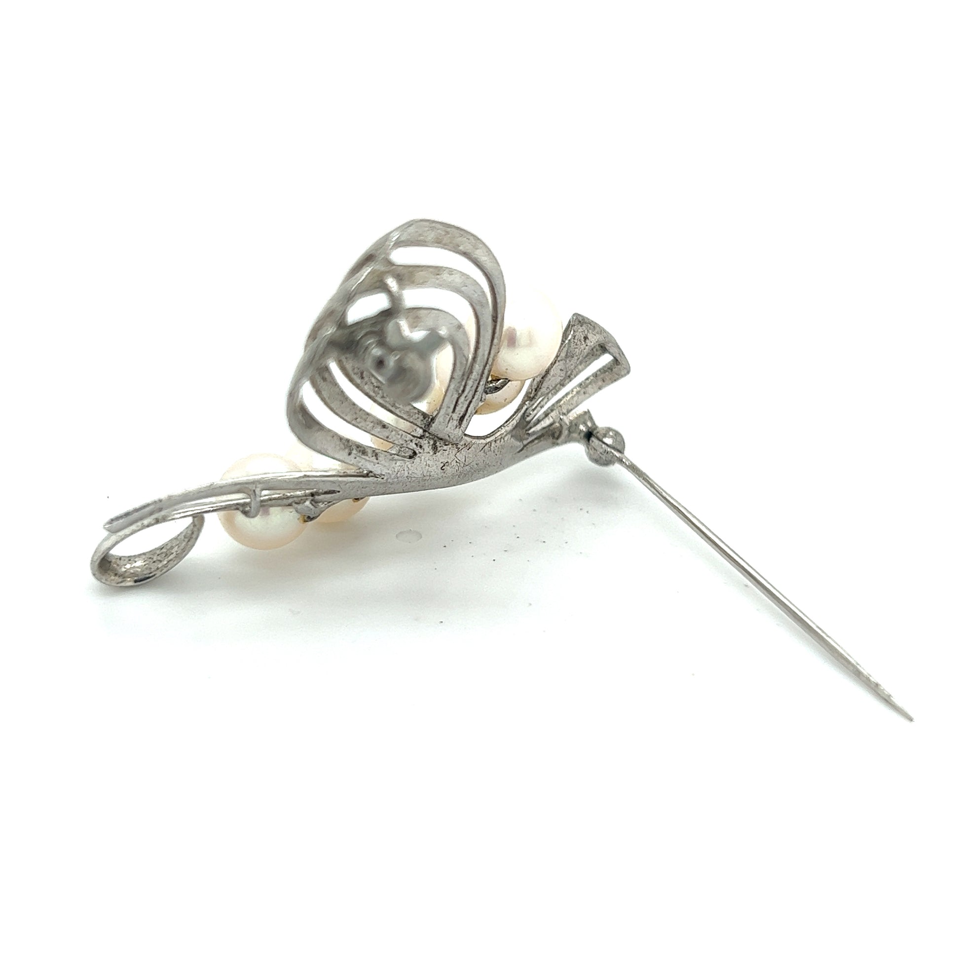 Mikimoto Estate Akoya Pearl Brooch Pin Sterling Silver 7 mm M289 - Certified Fine Jewelry