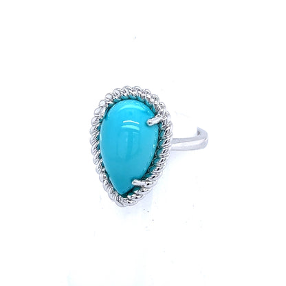 Natural Persian Turquoise Ring Size 6 14k White Gold 6.21 TCW Certified $4,250 221276 - Certified Fine Jewelry