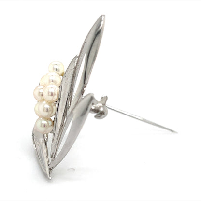 Mikimoto Estate Akoya Pearl Brooch Pin Sterling Silver 4.5 mm M270 - Certified Fine Jewelry