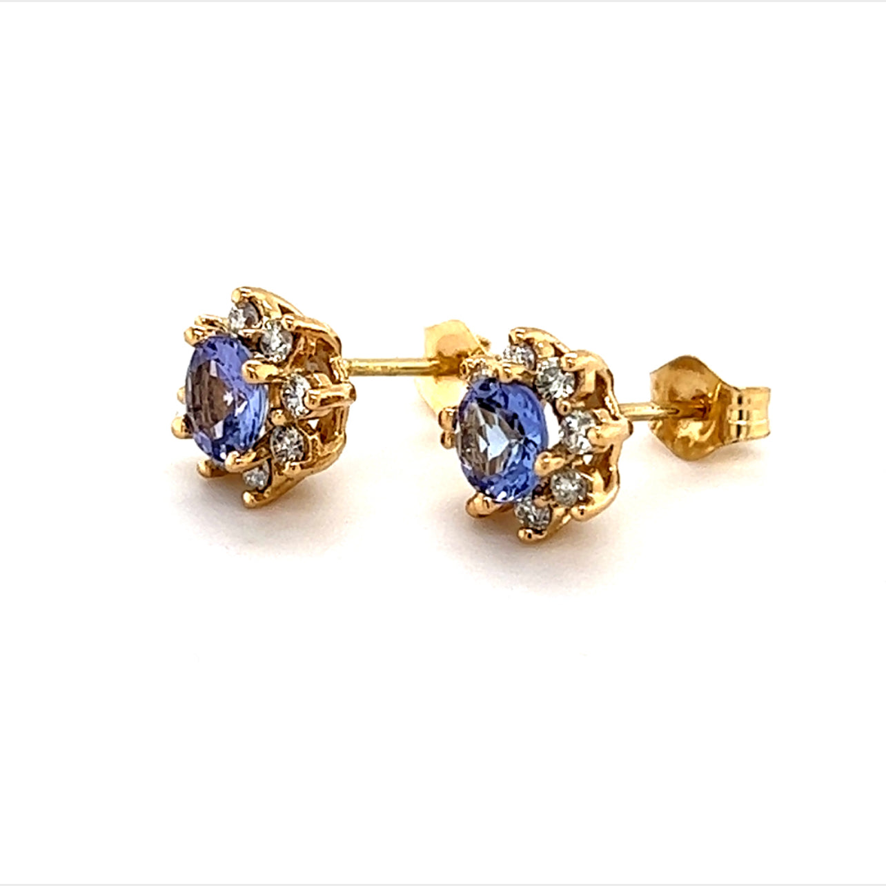 Natural Sapphire Diamond Earrings 14k Gold 1.0 TCW Certified $2,490 210747 - Certified Estate Jewelry