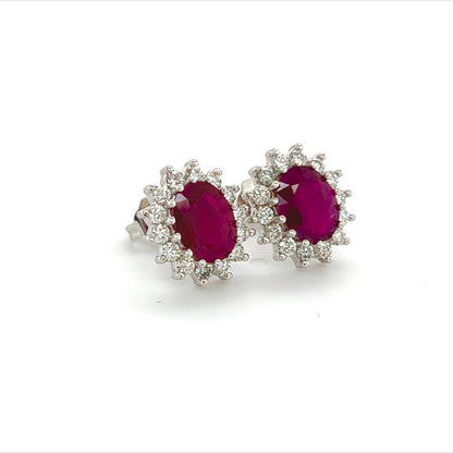 Natural Ruby Diamond Earrings 14k Gold 4.04 TCW Certified $5,250 215094 - Certified Estate Jewelry