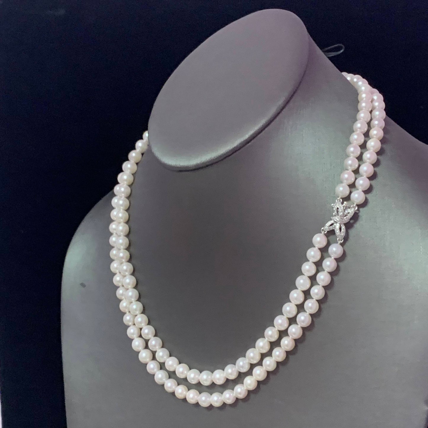 Diamond Akoya Pearl Necklace 18" 14k Gold 6.5 mm Certified $5,950 117515 - Certified Estate Jewelry