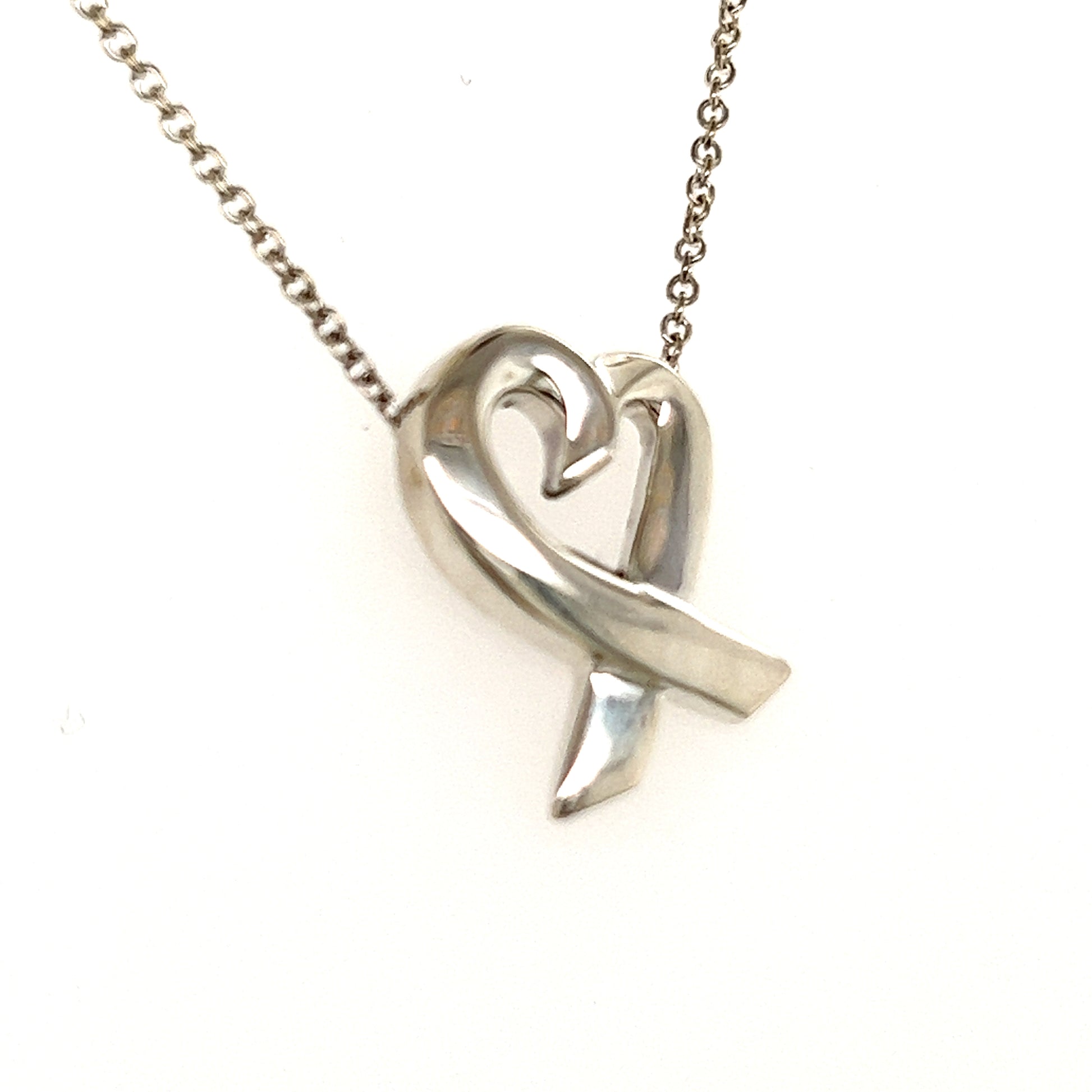Tiffany & Co Estate Heart Pendant Silver Necklace 17" By Elsa Peretti TIF227 - Certified Estate Jewelry