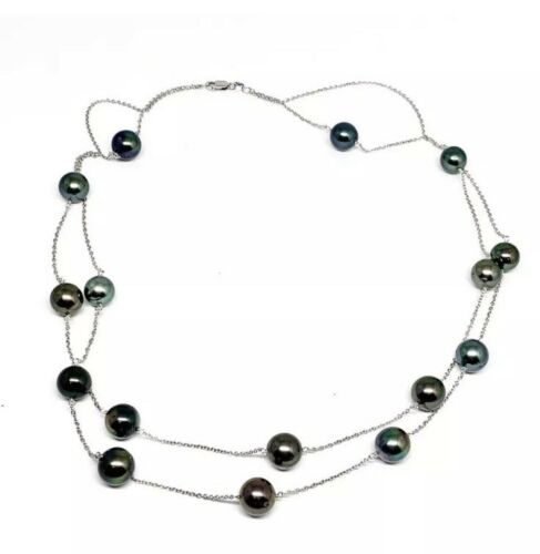 Tahitian Pearl Tincup Necklace 14k Gold 10.12 mm 21.25" Certified $3950 822601 - Certified Estate Jewelry