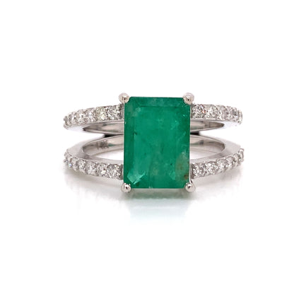 Natural Emerald Diamond Ring 14k Gold 2.85 TCW Size 7 Certified $5,970 111873 - Certified Estate Jewelry
