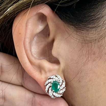 Diamond Emerald Earrings 14k W Gold 4.05 TCW Certified $6,950 018690 - Certified Estate Jewelry