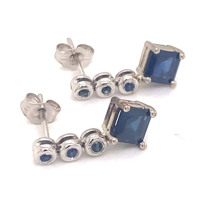 Natural Sapphire Dangle Earrings 14k Gold 1.32 TCW Certified $2,490 113471 - Certified Estate Jewelry