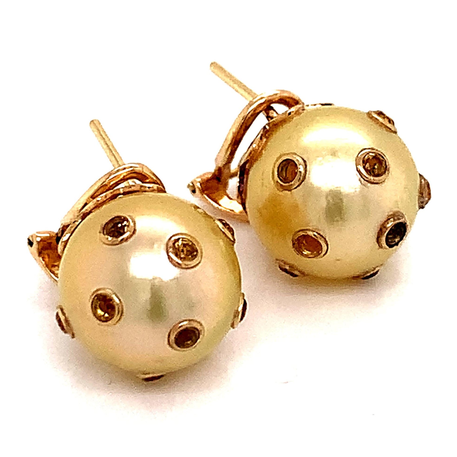 South Sea Pearl Sapphire Earrings 14k Gold 11.33 mm Certified $5,950 113478 - Certified Fine Jewelry