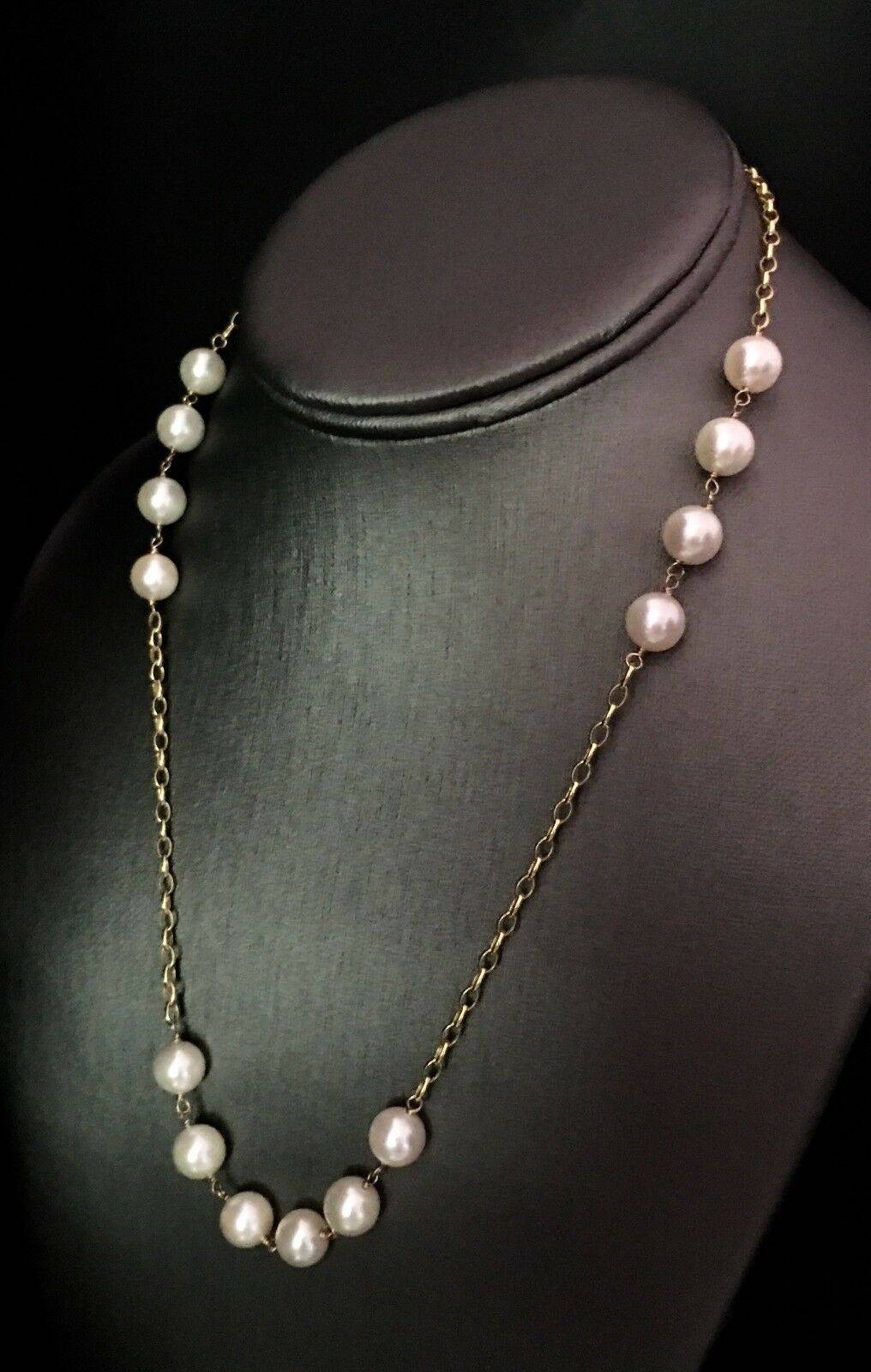 Necklace Akoya Pearl 8.10 mm 18.75" 14k Gold Women Certified $2,000 717458 - Certified Estate Jewelry