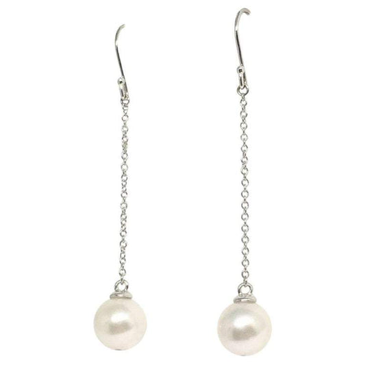 Akoya Pearl Drop Earrings14k Gold Women 9.3 mm Certified $780 721023 - Certified Estate Jewelry