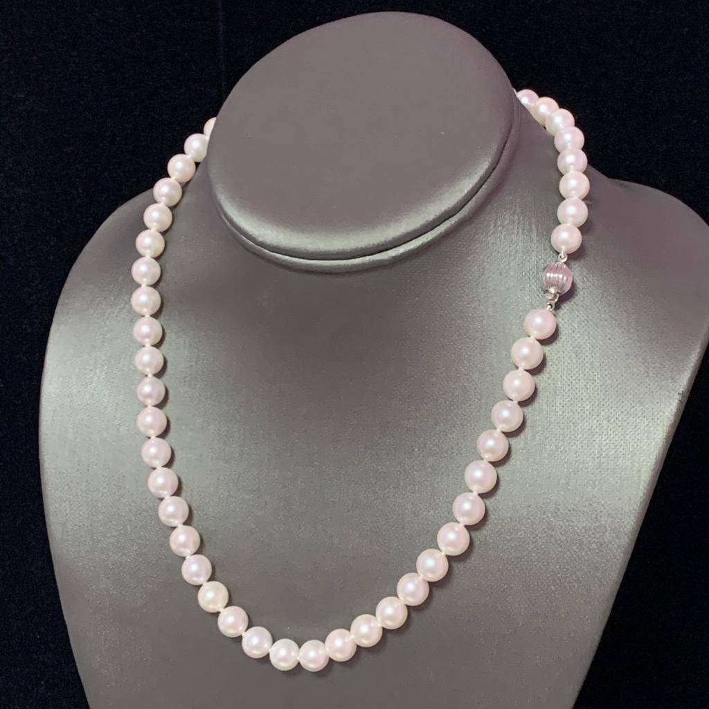Akoya Pearl Necklace 14 KT WG 8 mm 18 in Certified $4,950 017779 - Certified Estate Jewelry