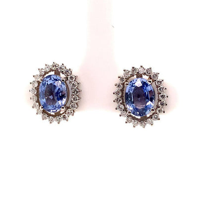 Diamond Sapphire Earrings 14k Gold 3.24 TCW Certified $5,950 018655 - Certified Estate Jewelry