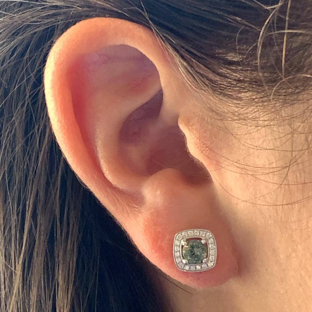 Diamond Sapphire Earrings 18k Gold 1.50 TCW Certified $2,950 921513 - Certified Estate Jewelry