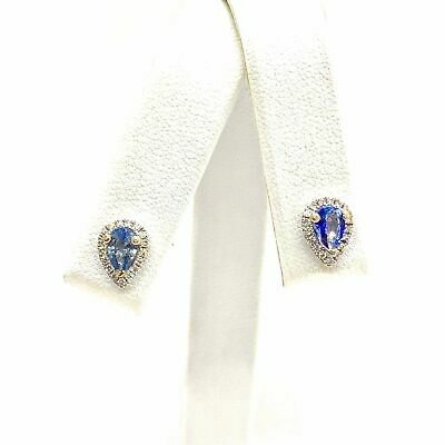 Diamond Sapphire Earrings 18k Gold Stud .60 CTW Certified $2,295 921738 - Certified Estate Jewelry