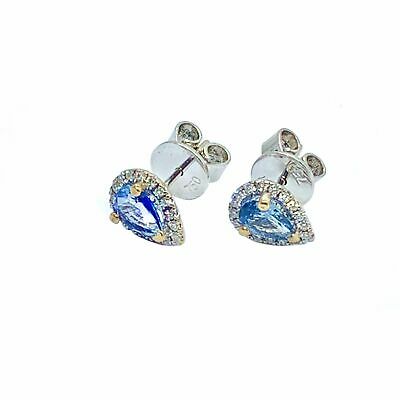 Diamond Sapphire Earrings 18k Gold Stud .60 CTW Certified $2,295 921738 - Certified Fine Jewelry