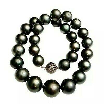 Diamond Tahitian Pearl Necklace 17.6 mm 16.5" 14k Gold Certified $19,750 914647 - Certified Estate Jewelry