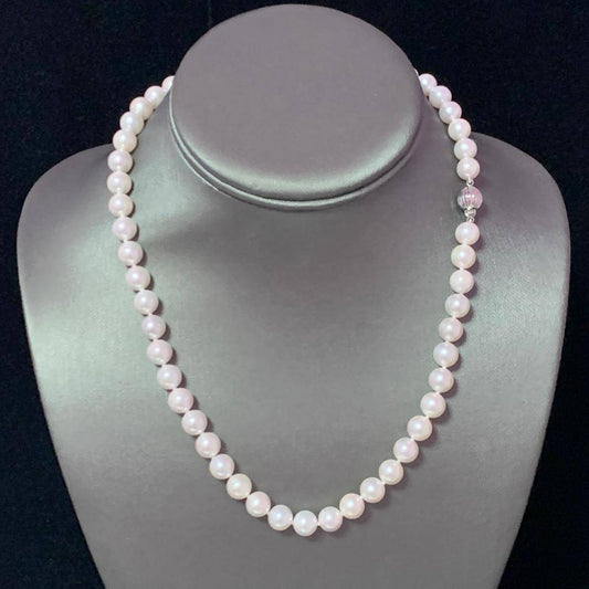 Akoya Pearl Necklace 14 KT WG 8 mm 18 in Certified $4,950 017779 - Certified Fine Jewelry