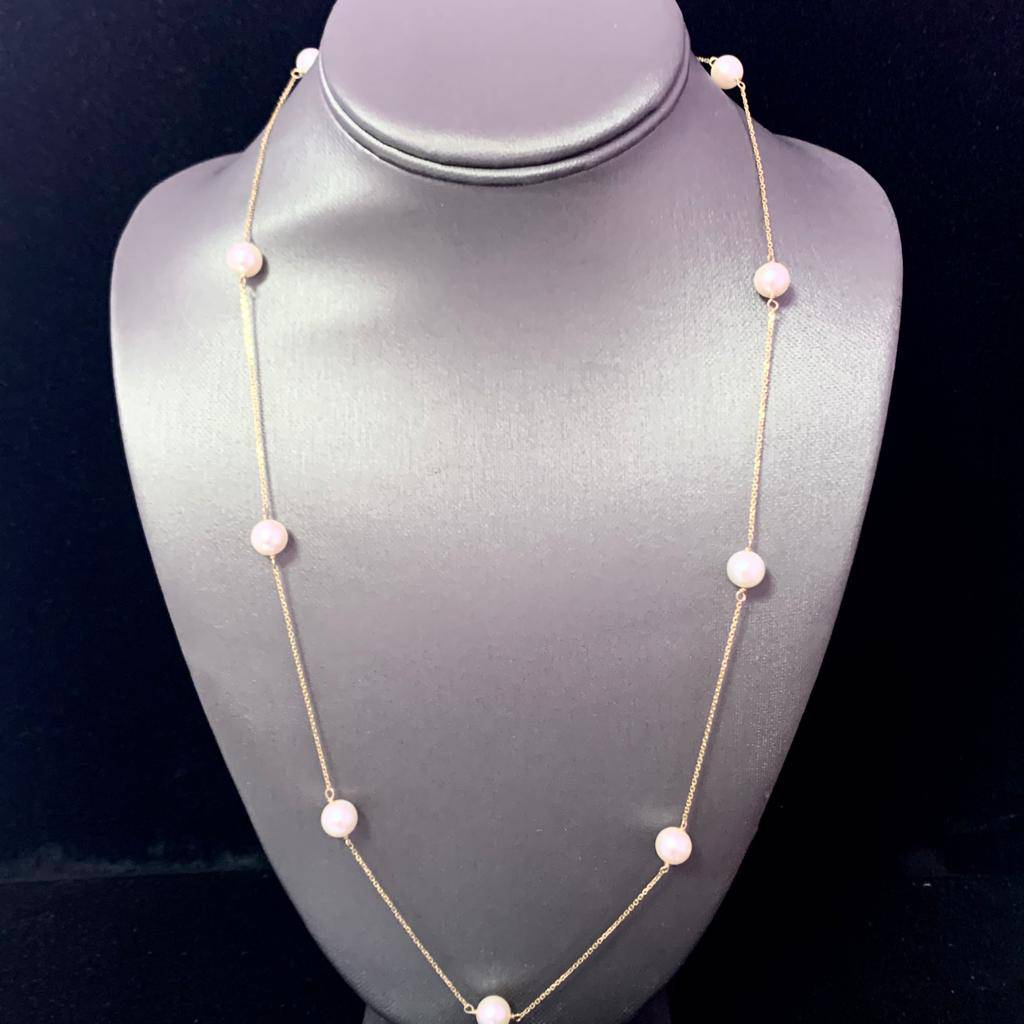 Akoya Pearl Necklace 8-7.50 mm 14k Gold 24.50" Women Certified $2,575 721781 - Certified Fine Jewelry