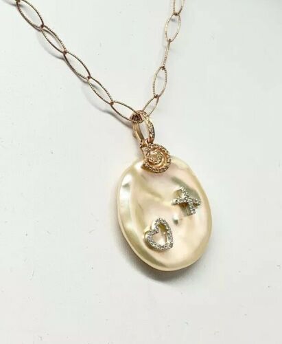 Diamond Fresh Water Pearl Necklace 14k Gold Pendant 16.25" Italy Certified $2,950 910819 - Certified Estate Jewelry