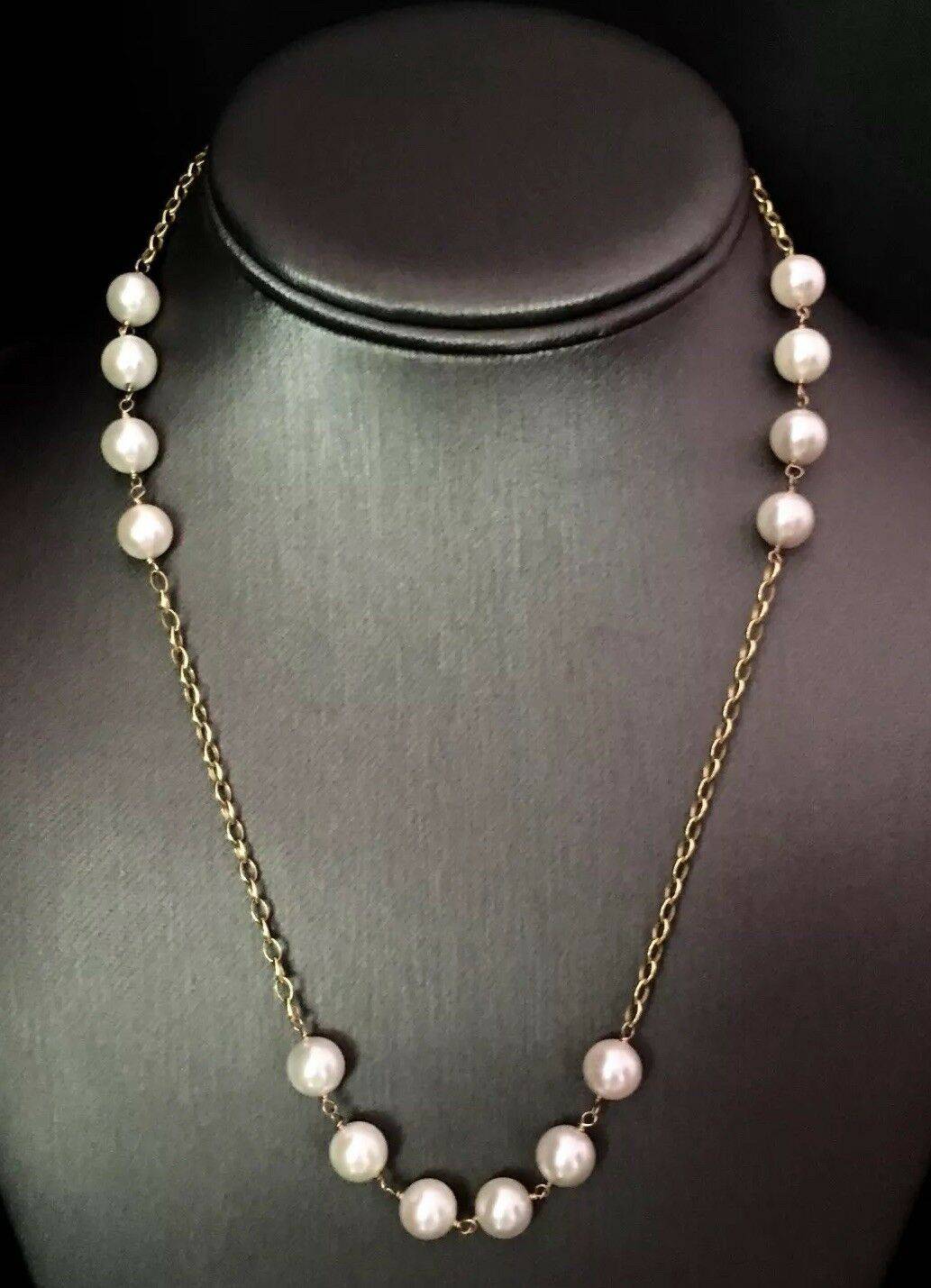 Necklace Akoya Pearl 8.10 mm 18.75" 14k Gold Women Certified $2,000 717458 - Certified Estate Jewelry