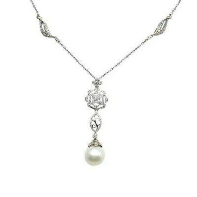 Diamond South Sea Pearl Necklace 14k Gold 12.85 mm 18.5" Certified $3,950 822599 - Certified Estate Jewelry