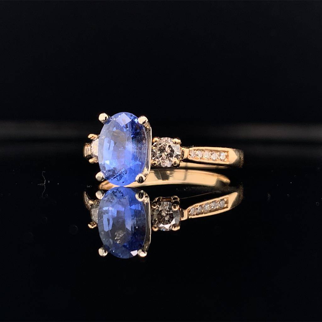 Diamond Blue Sapphire Ring 14k Gold Women Certified $4,950 915310 - Certified Estate Jewelry