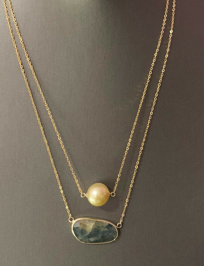 Golden South Sea Pearl Sapphire 14Kt 11.7Mm 19" Necklace Certified $1,790 820697 - Certified Estate Jewelry