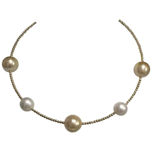 Golden South Sea Pearl 14k Gold Necklace 15.5 mm Italy Certified $2,490 820457 - Certified Fine Jewelry