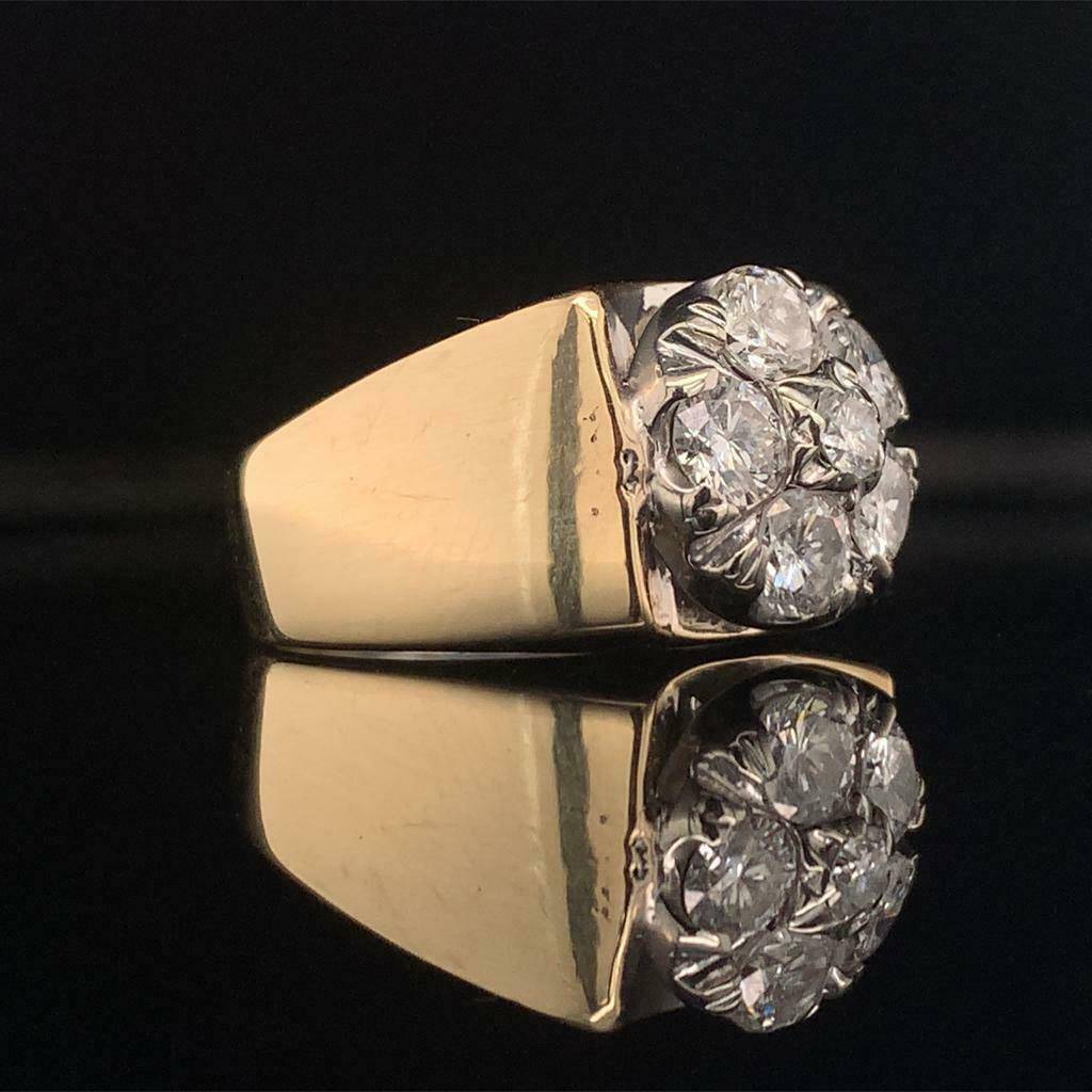 Diamond Ring Unisex 14 KT Yellow & White Gold 1.10 CT Certified $5,950 018203 - Certified Estate Jewelry