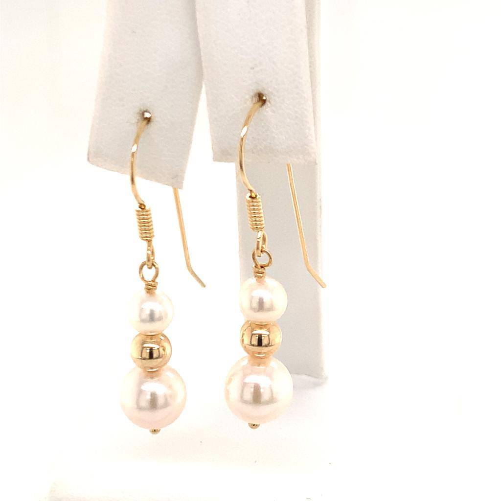 Akoya Pearl Earrings 14 KT Gold 8.10-5.50 mm Certified $799 013386 - Certified Estate Jewelry