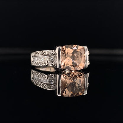 Diamond Morganite Ring 2.76 TCW 18k Gold Women Certified $3,950 910799 - Certified Fine Jewelry