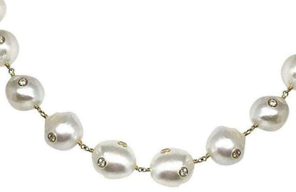 South Sea Pearl Diamond Necklace 18K Gold 13.4mm 16.5" Certified $14,200 822106 - Certified Estate Jewelry