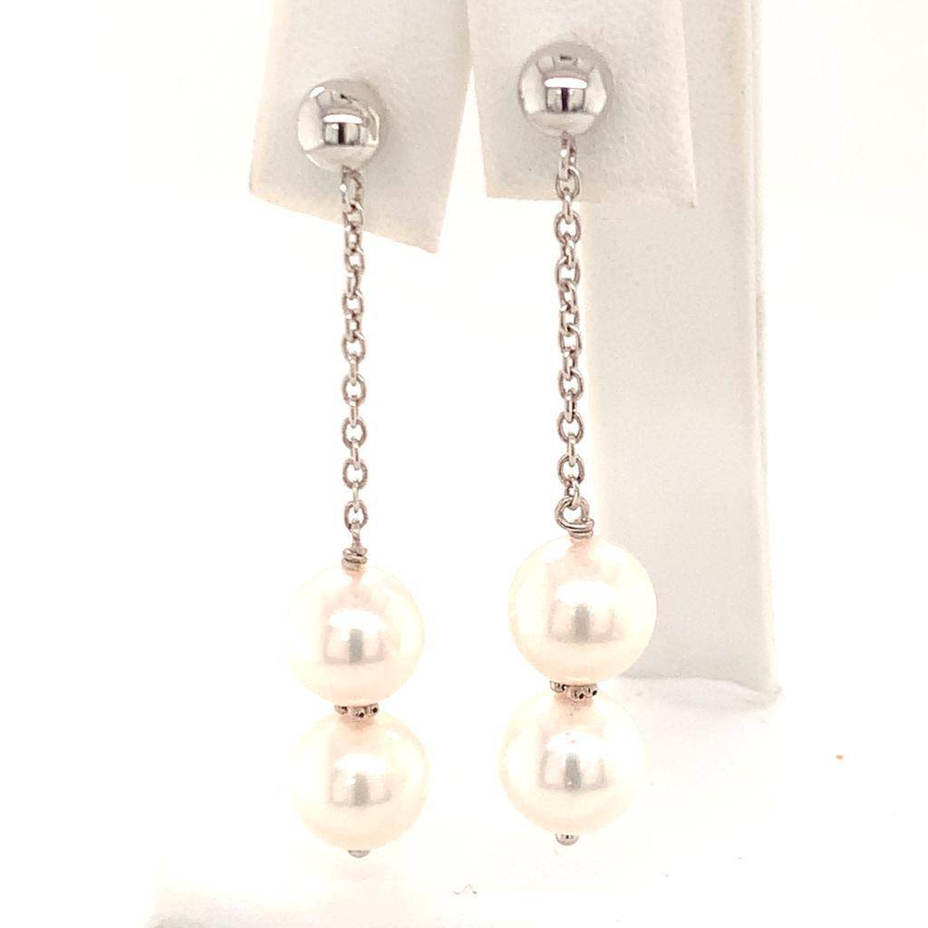 Akoya Pearl Earrings 14 KT Gold 8.30 mm Certified $999 013383 - Certified Estate Jewelry