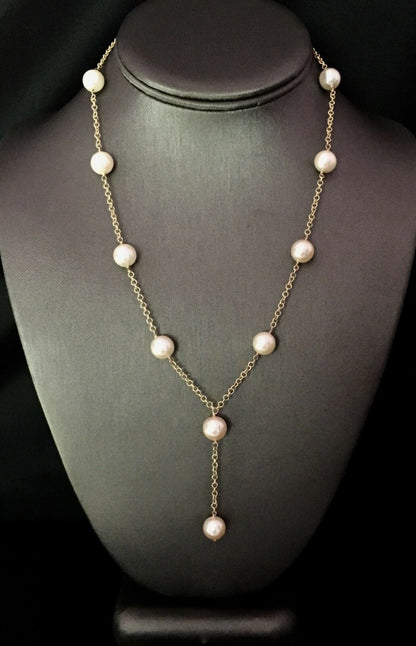 Akoya Pearl Necklace 14k Gold Large 9.5 mm 18.5" Italy Certified $3,950 721475 - Certified Estate Jewelry