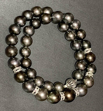 Diamond Tahitian Pearl Necklace 18k Gold 12.9 mm 18" Certified $12,250 821384 - Certified Fine Jewelry