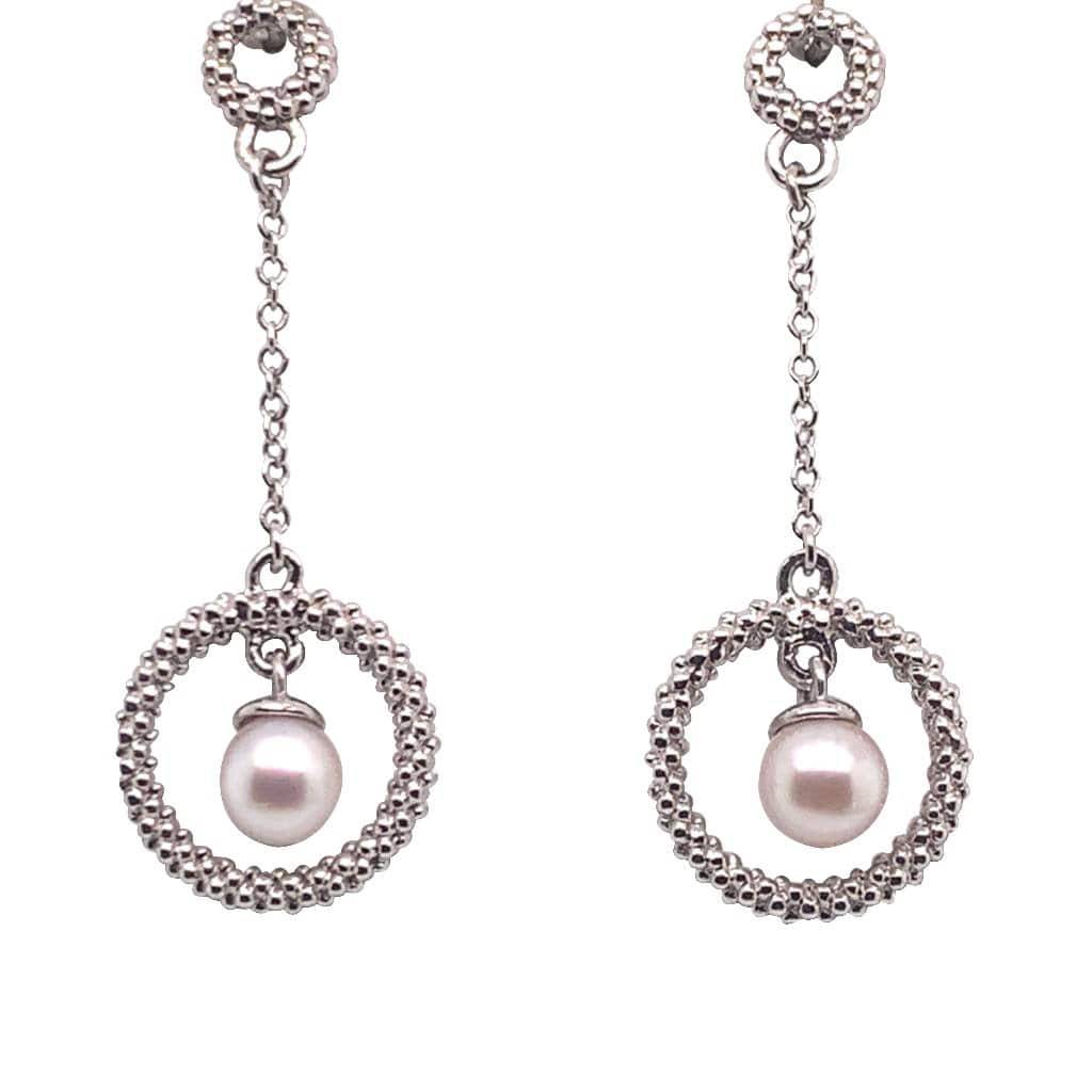 Akoya Pearl Earrings 14 KT White Gold 5.25 mm Certified $990 017544 - Certified Estate Jewelry