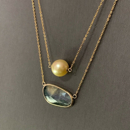 Golden South Sea Pearl Sapphire 14Kt 11.7Mm 19" Necklace Certified $1,790 820697 - Certified Estate Jewelry