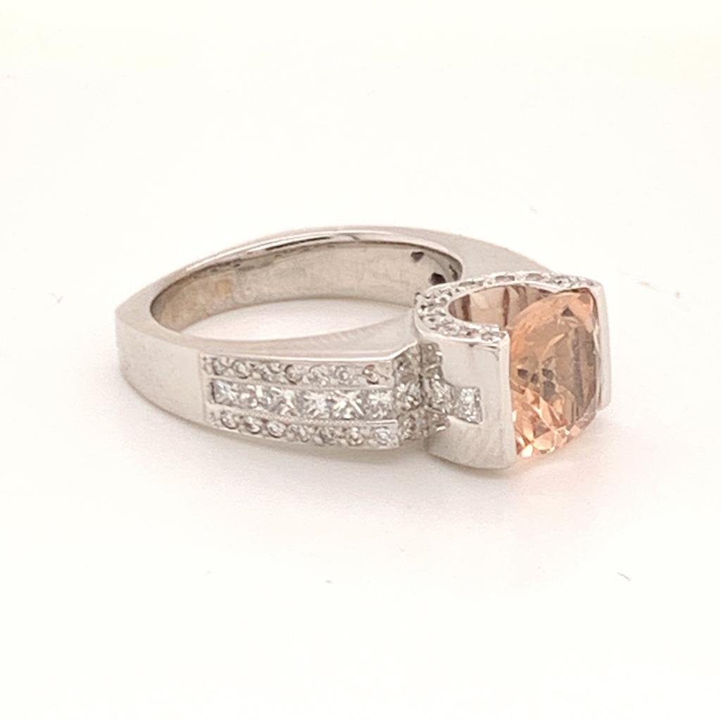 Diamond Morganite Ring 2.76 TCW 18k Gold Women Certified $3,950 910799 - Certified Fine Jewelry