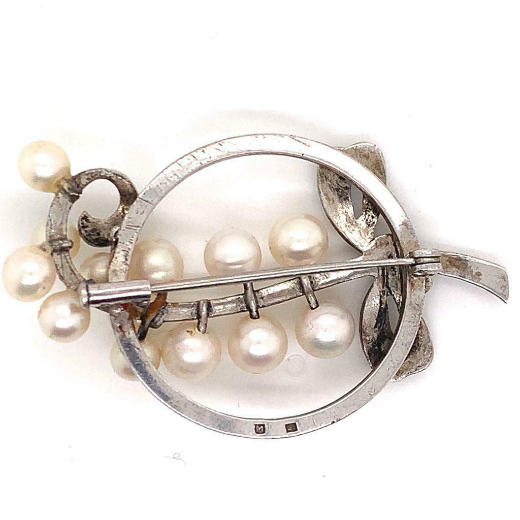 Mikimoto Estate Pin Brooch Sterling Silver 7.47 Gr 5.50 mm M164 - Certified Estate Jewelry