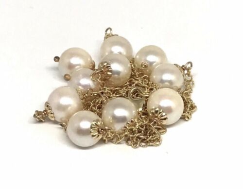 Akoya Pearl Necklace 14k Gold 8.5-8 mm 18" Women Certified $2,950 721470 - Certified Estate Jewelry