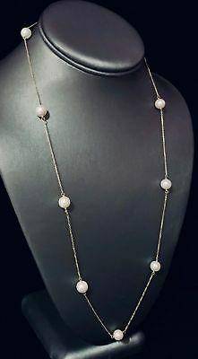 Akoya Pearl Necklace 8.5-8 mm 14k Gold 39.25" Women Certified $2,200 721481 - Certified Estate Jewelry